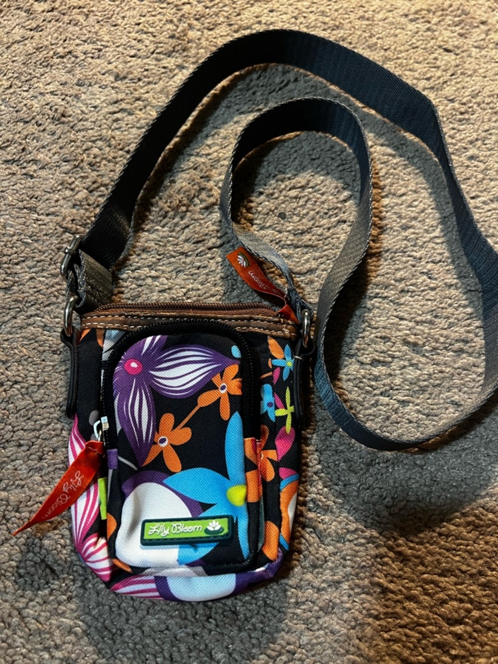 Lily Bloom Multicolor Floral Crossbody Bag in Black
